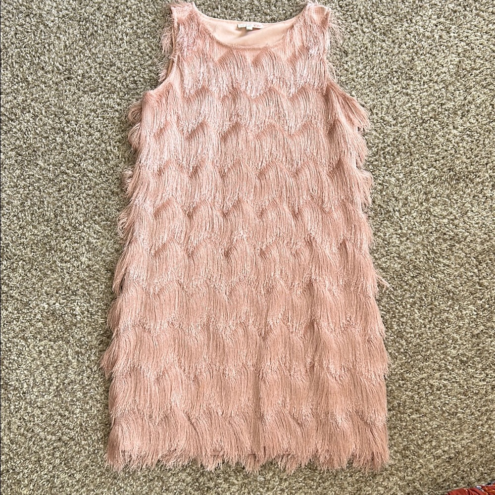 Gianni Bini Pink Fringe Mini Dress
